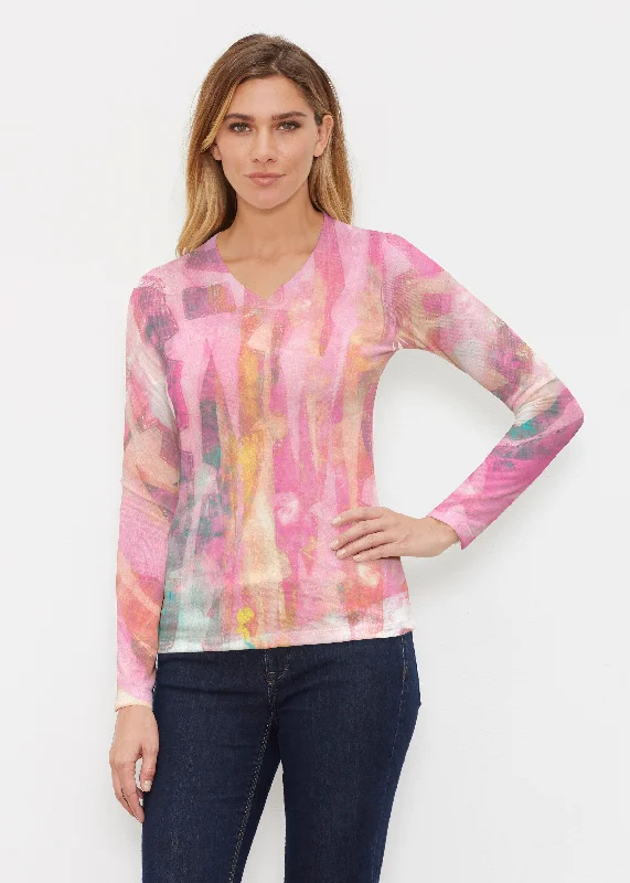 Tiki Pink (15040) ~ Butterknit Long Sleeve V-Neck Top