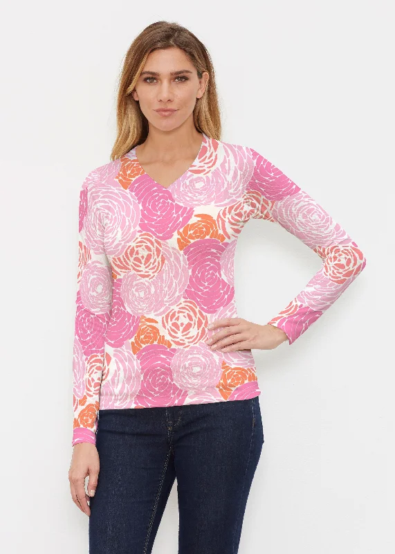 Chrysanthemum Pink (4074) ~ Butterknit Long Sleeve V-Neck Top