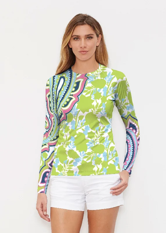 Harbor Paisley Lime (13433) ~ Long Sleeve Rash Guard