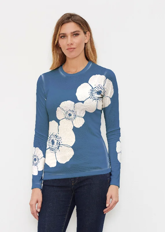 Poppy Navy (7013) ~ Butterknit Long Sleeve Crew Top