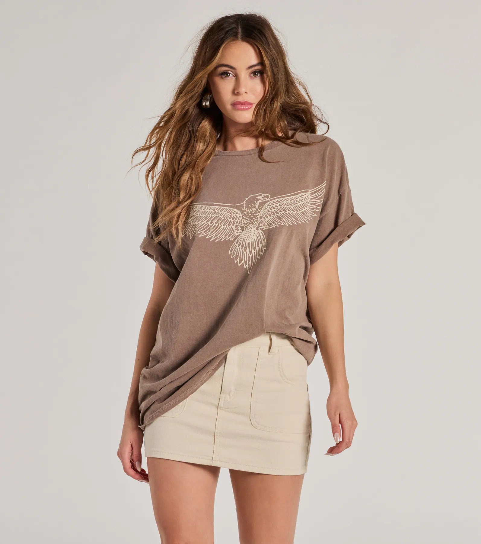 Edgy Trend Eagle Oversized Graphic Tee