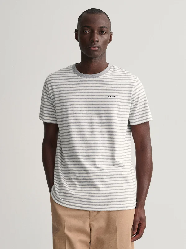 Gant Grey Striped Regular Fit T-Shirt