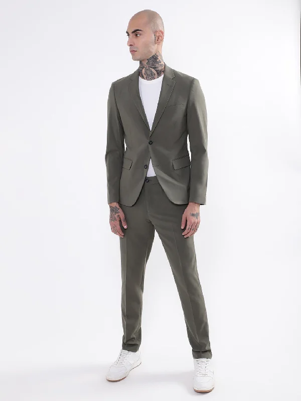 Lindbergh Mens Olive Solid Suit