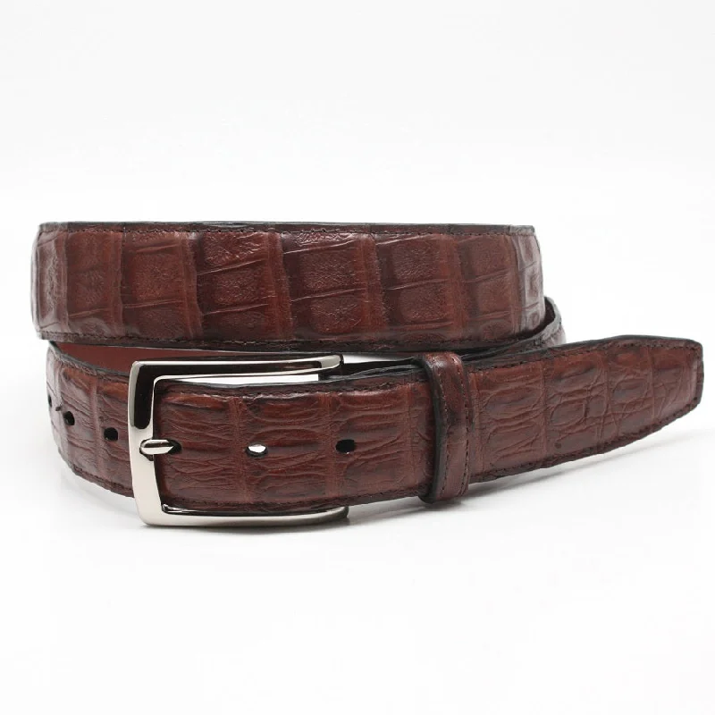 Torino Leather Cognac South American Caiman Belt