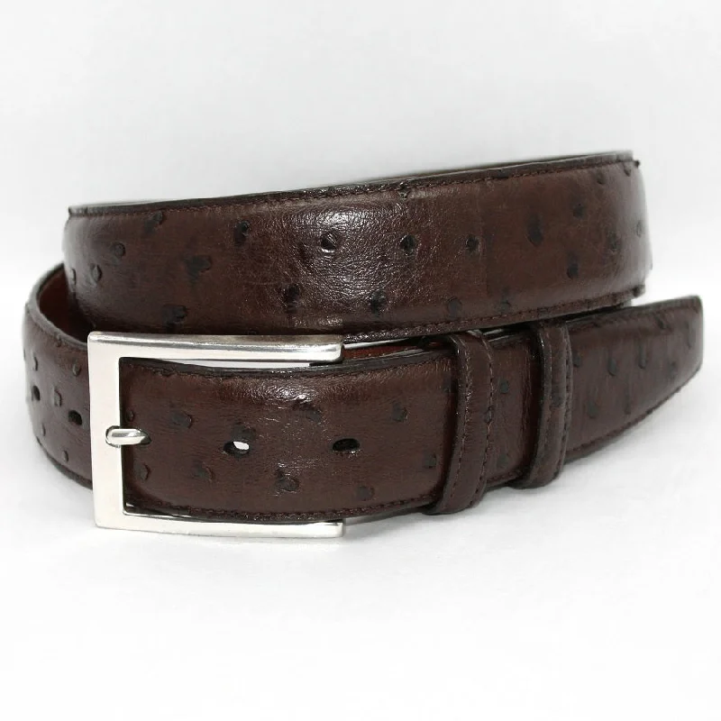 Torino Leather Expresso Ostrich Belt