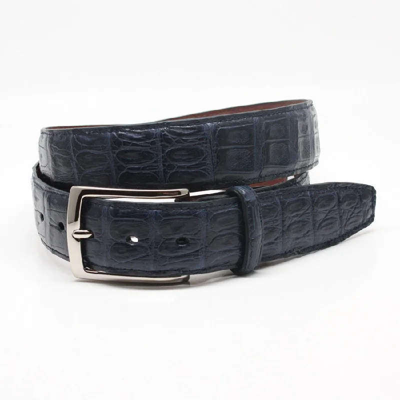 Torino Leather Navy South American Caiman Belt