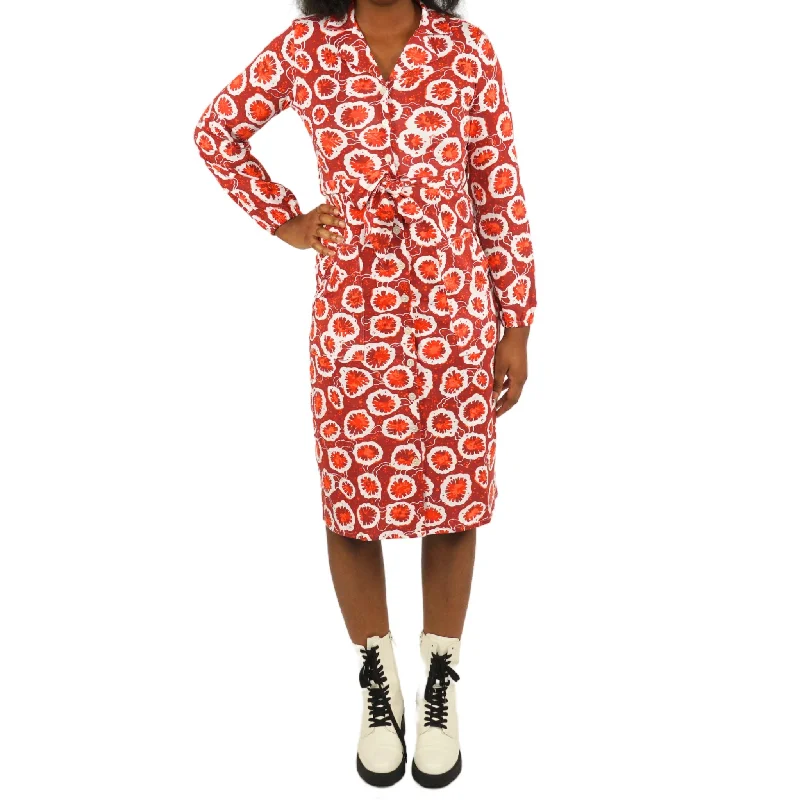 Coral Cross Section Belted Button-Up Dress [FINAL SALE]