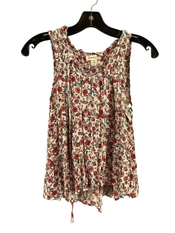 Floral Print Top Sleeveless Monteau, Size M