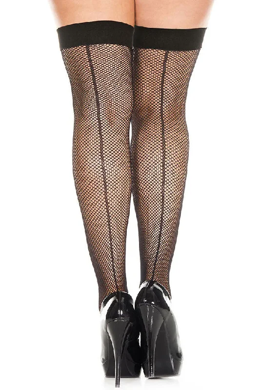 Seamed Fishnet Thigh Highs